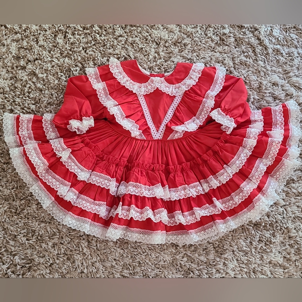 ❤️ ~Vintage~ Kids Avenue 2T Full Circle Party Pageant Dress Lace Beautiful!